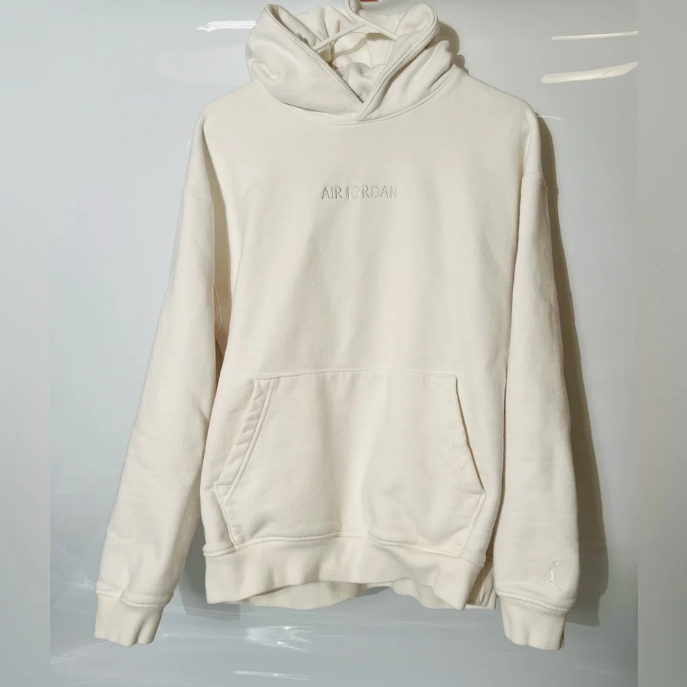 Air Jordan Jumpman Men’s Wordmark Fleece Hoodie in Sail Size L